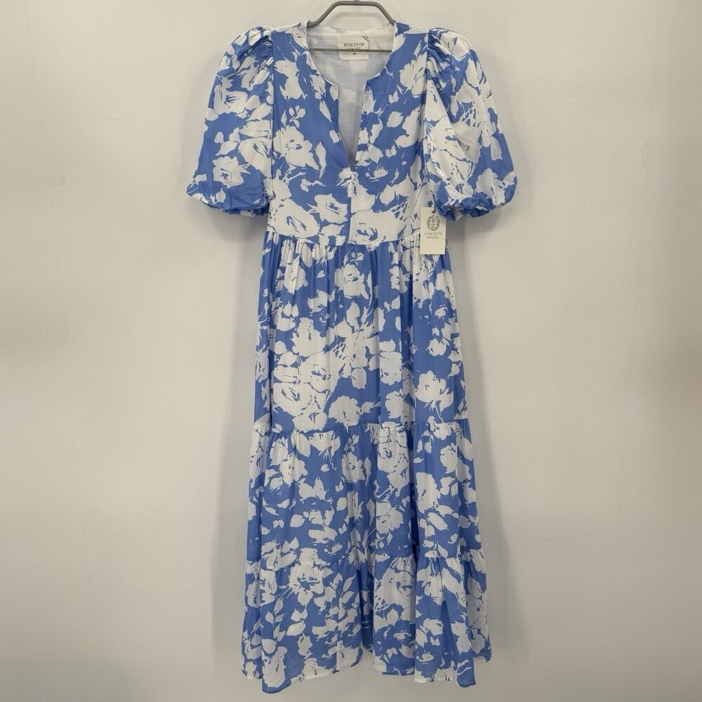 Hyacinth House by Tuckernuck Blue & White Floral Cisco Maxi Dress sz XXS 2XS
